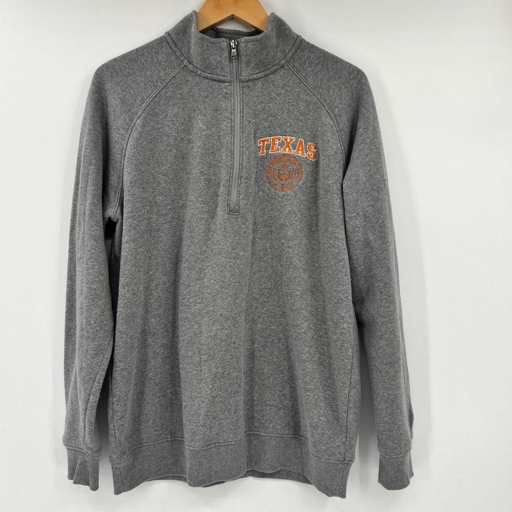 Champion Men Size Large UT Texas Longhorns Quarter Zip Pullover Sweatshirt